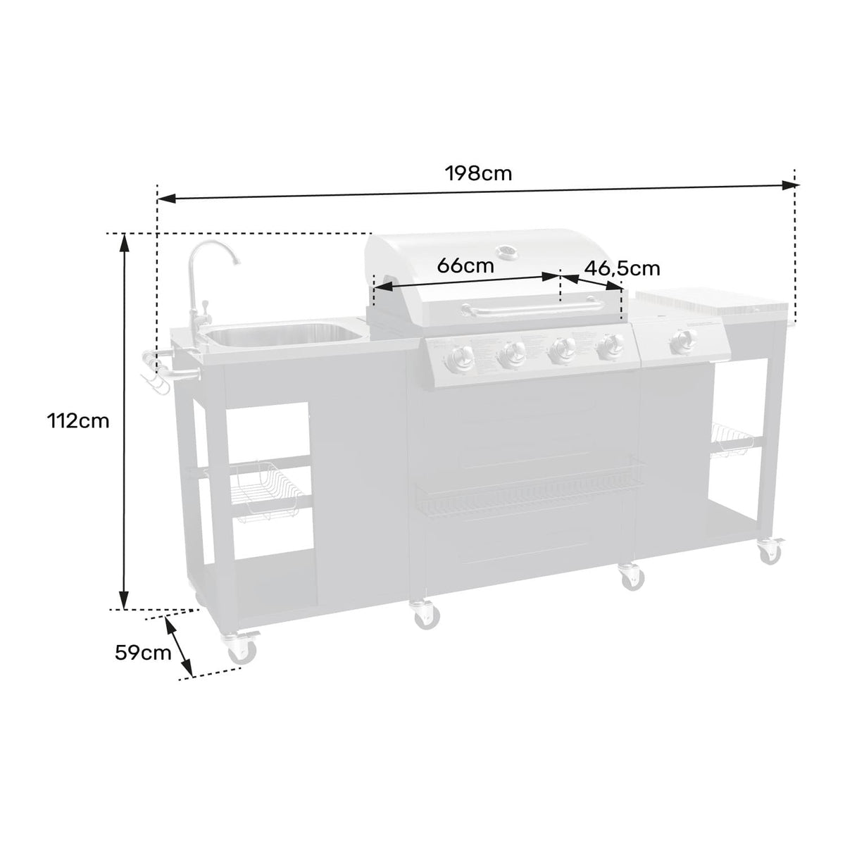 REVO Alicante Outdoor Kitchen – 4+1 Burner 17.2 kW