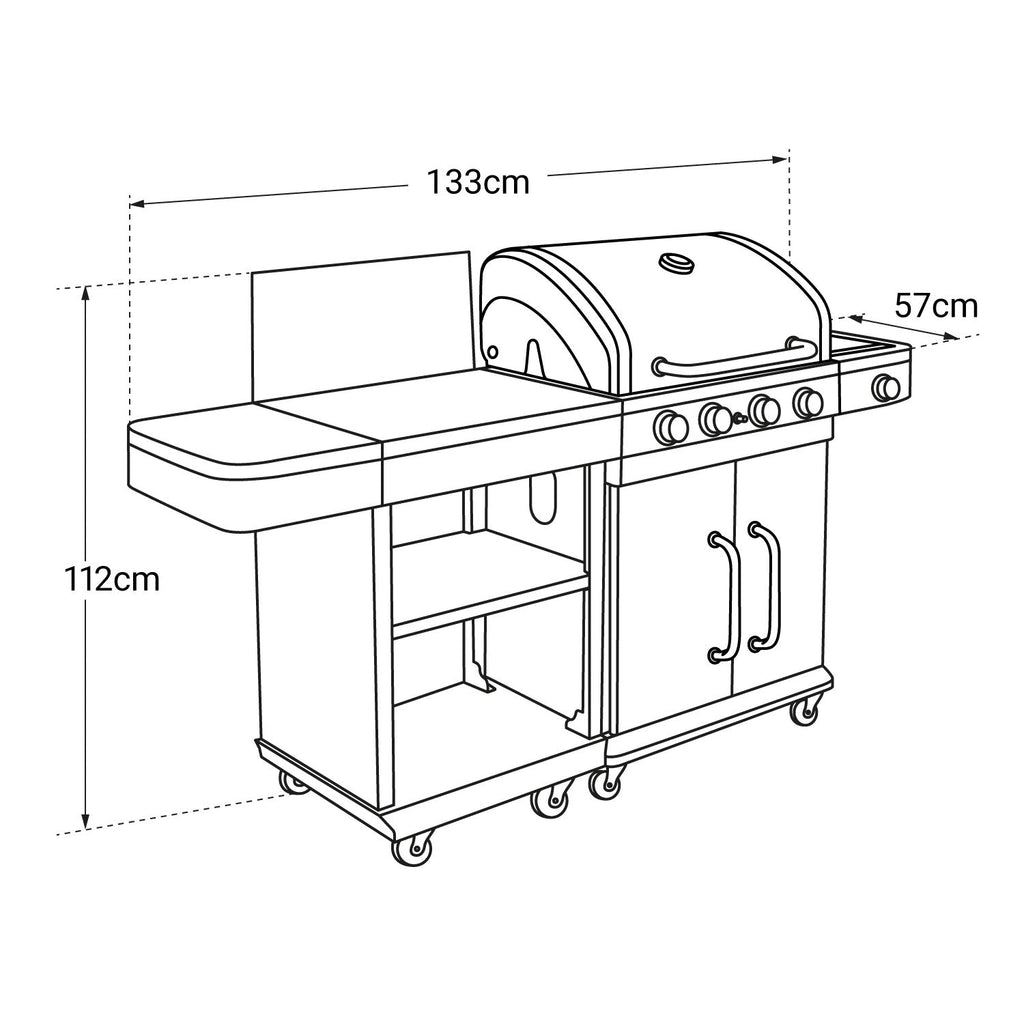 Gas barbecue Mallorca XL – 4 burners 14.5 kW with side table