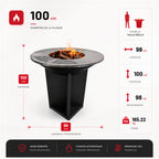 Brasero Barbecue REVO Bilbao – Acier 100 cm – Plancha circulaire – Rangement à bois intégré