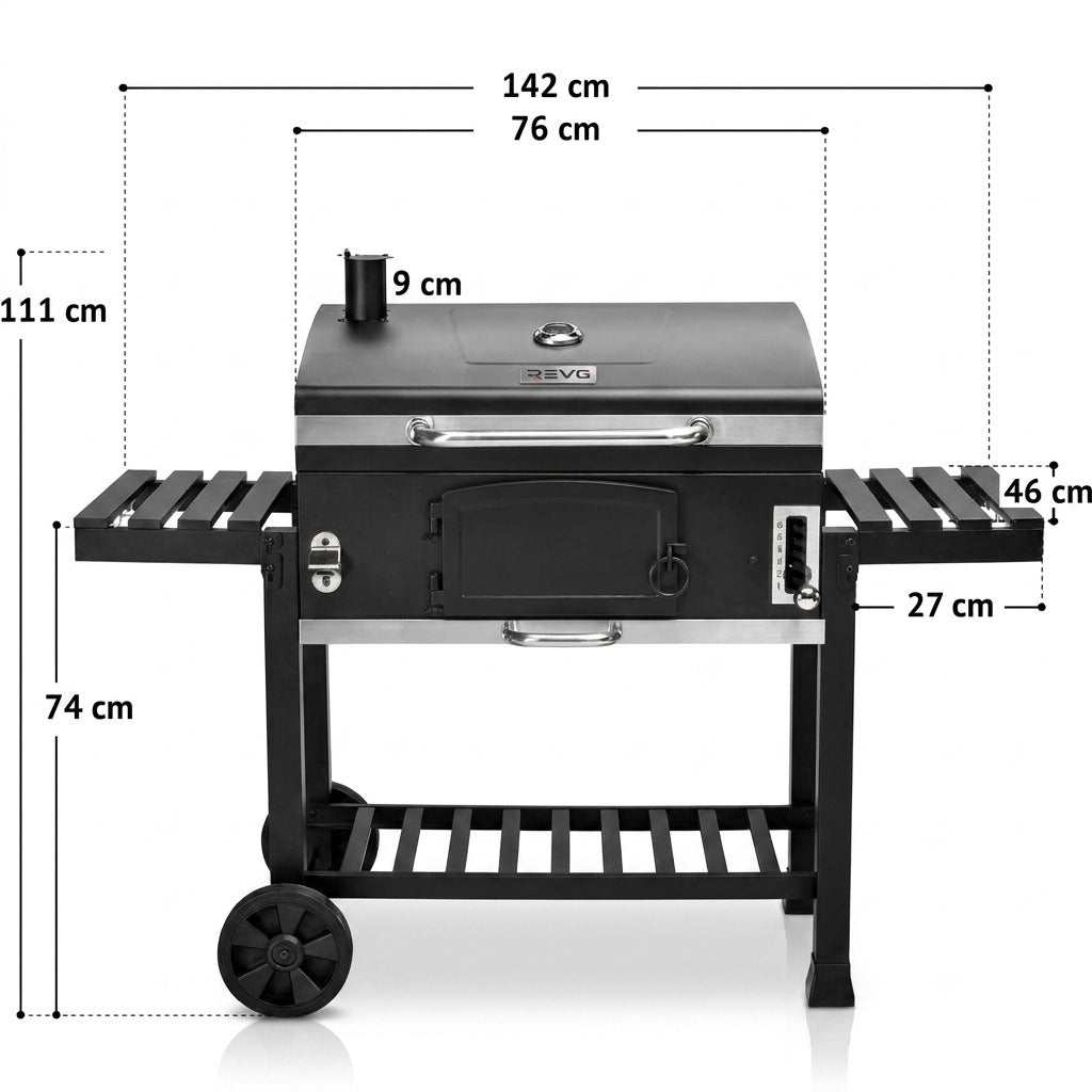 Barbecue fumoir REVO Toledo – XXL – Grille en fonte – Charbon de bois