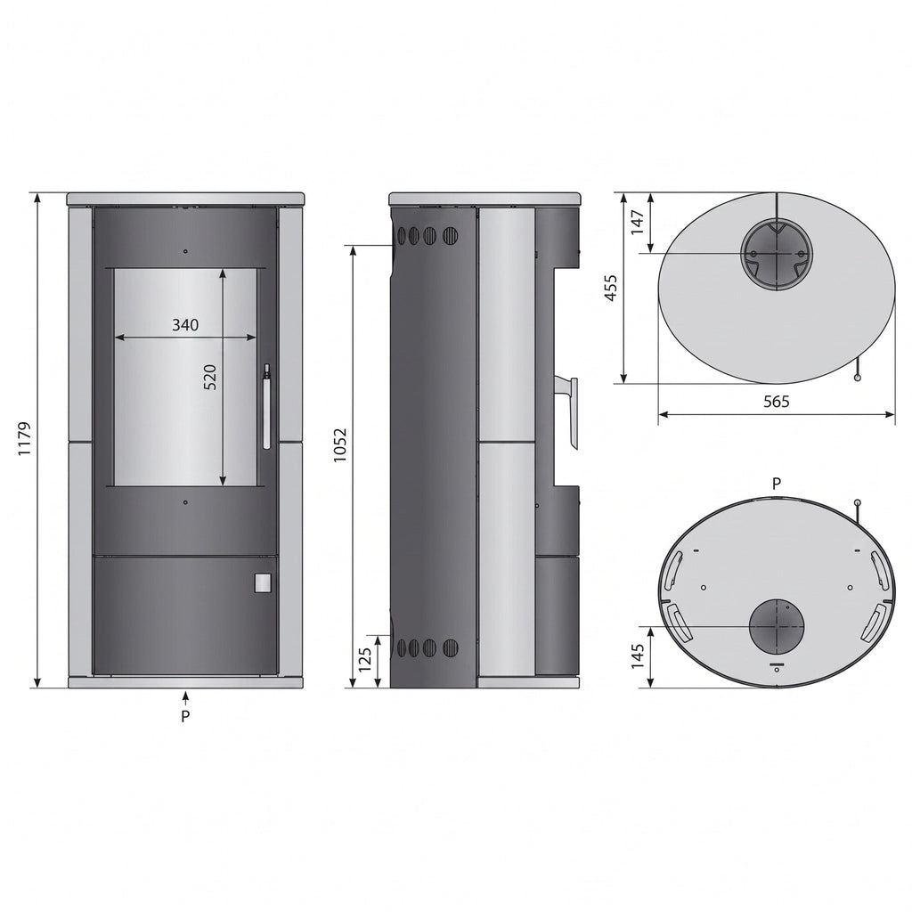 Poêle à bois REVO 7 kW – Acier – Triple combustion – Sortie dessus/arrière