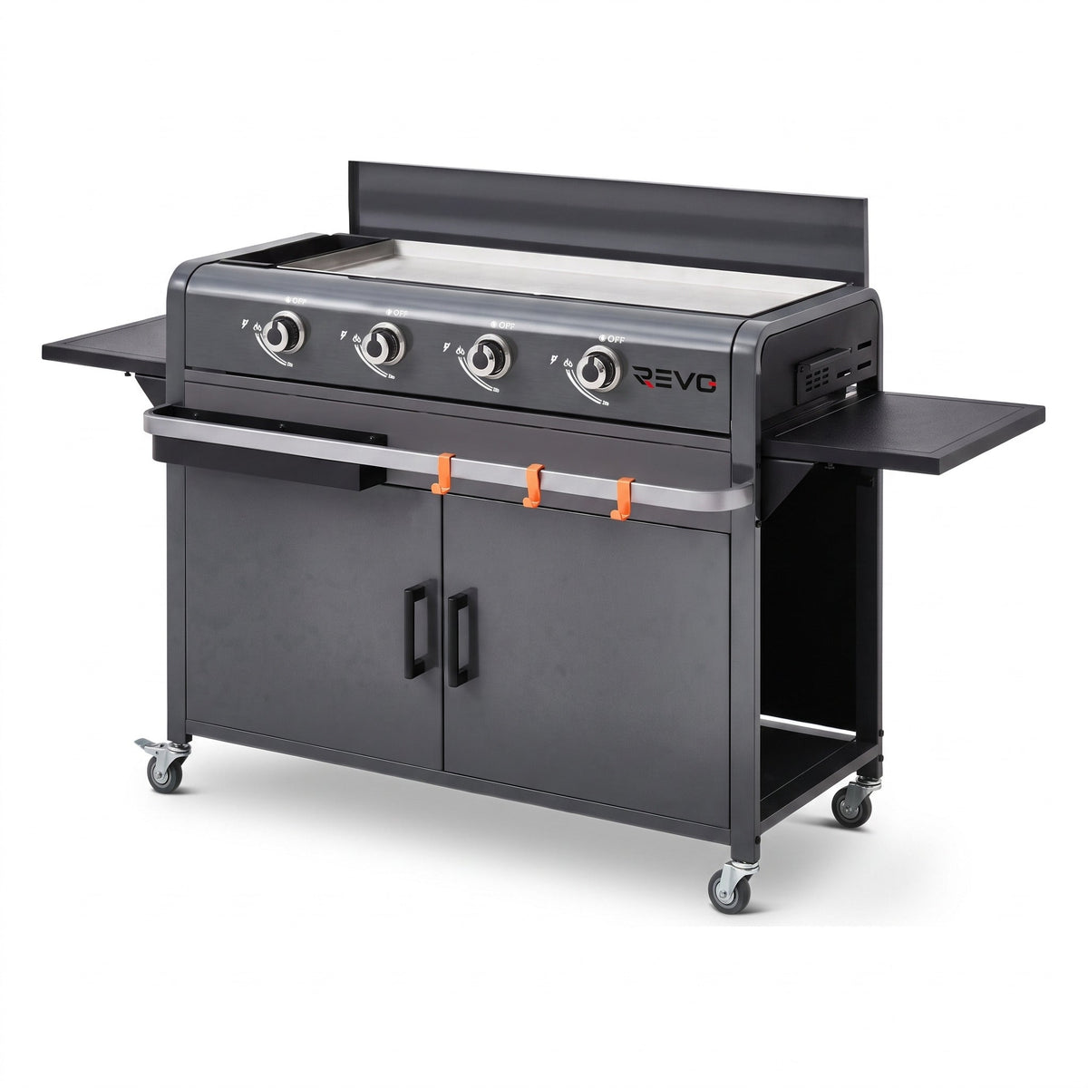 Plancha Gaz REVO Cordoba XL – Plaque Inox – 4 Brûleurs – Chariot Inclus – 9,6 kW