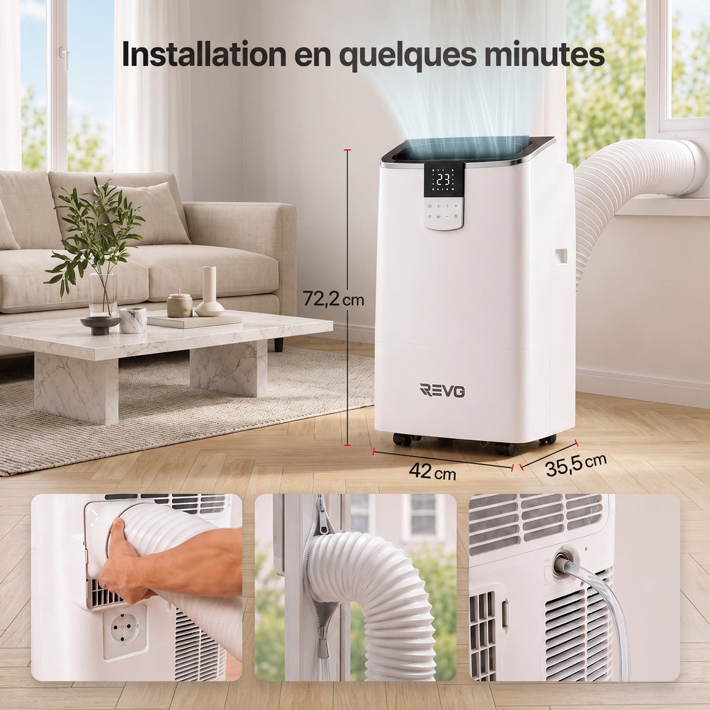 Climatiseur mobile REVO Aero 14 – 14 000 BTU – Wi-Fi – 4-en-1 – 33 m² – Classe A