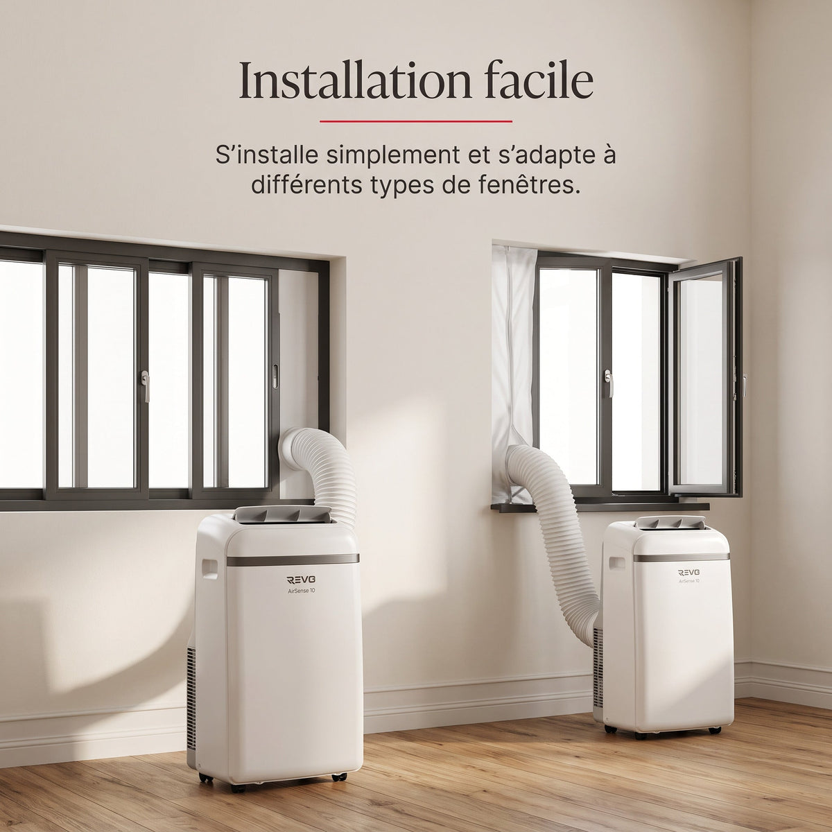 Climatiseur mobile REVO AirSense 10 – 10 000 BTU – Classe A+ – Climatisation, ventilation et déshumidification