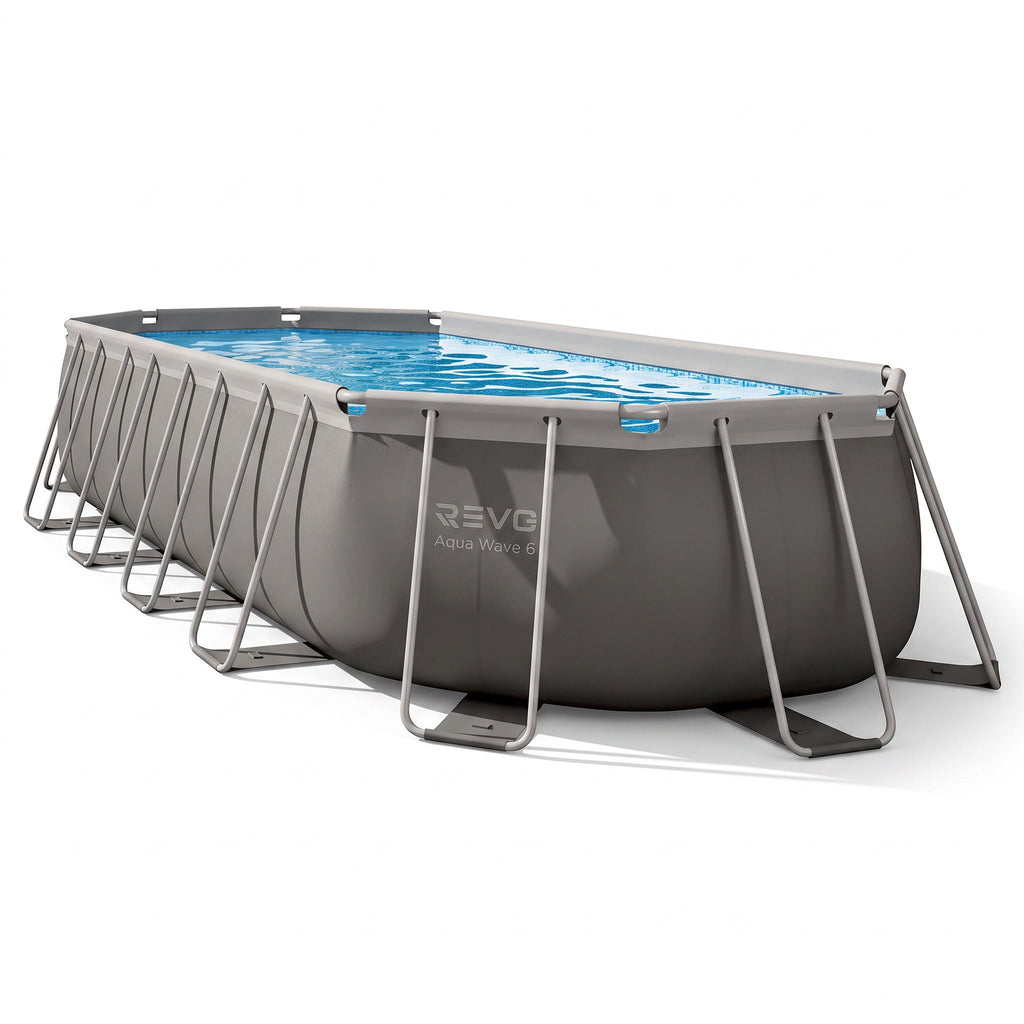Piscine hors-sol ovale REVO Aqua Wave 6 – 610 × 305 × 122 cm – 18 202 L – Filtration 4 400 L/h – Échelle et bâche incluses