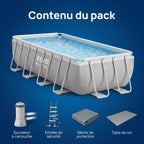 Piscine hors-sol rectangulaire REVO Aqua Prime – 400 × 200 × 122 cm – 8 418 L – Filtration à cartouche
