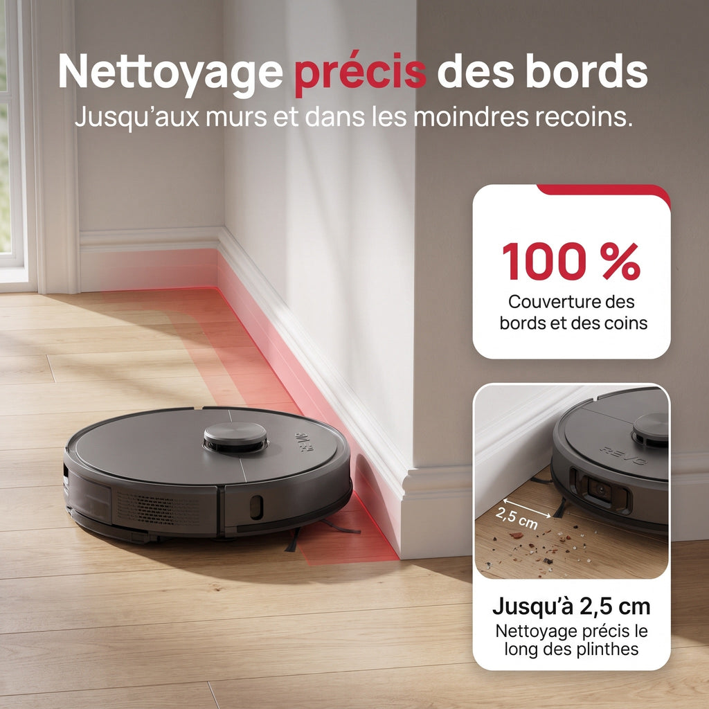 Robot aspirateur laveur REVO Apex 25 noir – 25 000 Pa avec station multifonctionnelle et navigation intelligente