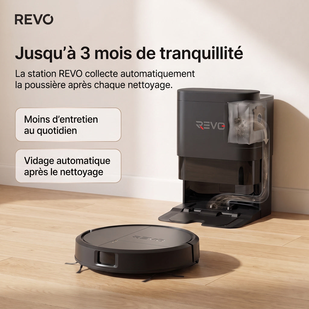 Robot Aspirateur Laveur REVO Vector 15 – 15 000 Pa avec station de vidage automatique et navigation LiDAR