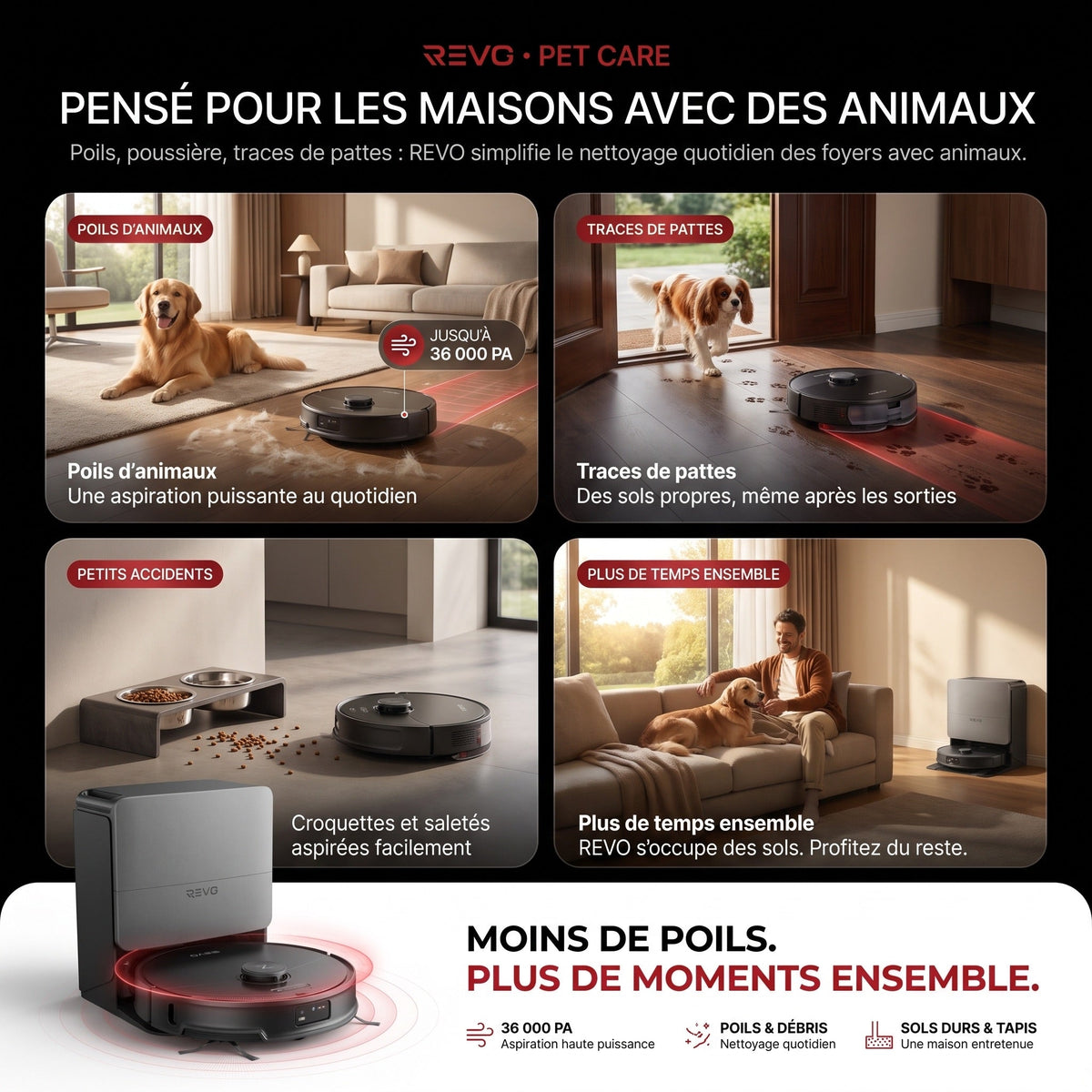 Robot aspirateur laveur REVO S20 Ultra – 36 000 Pa – Navigation 3D – Station automatique