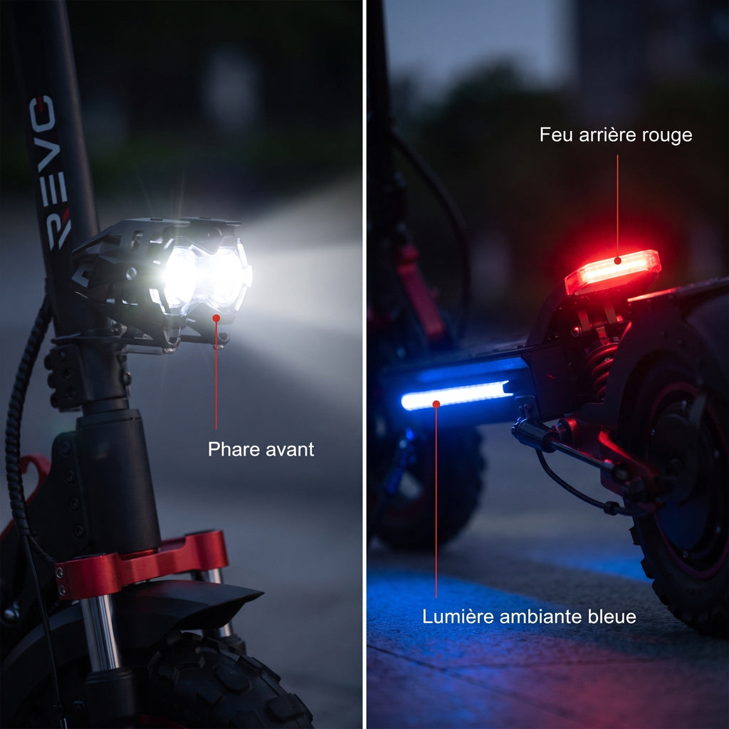 Trottinette électrique REVO Peak – 1000 W (pic 1200 W) – Autonomie 55 km – Batterie 48V 15Ah – Pneus 11" tout-terrain