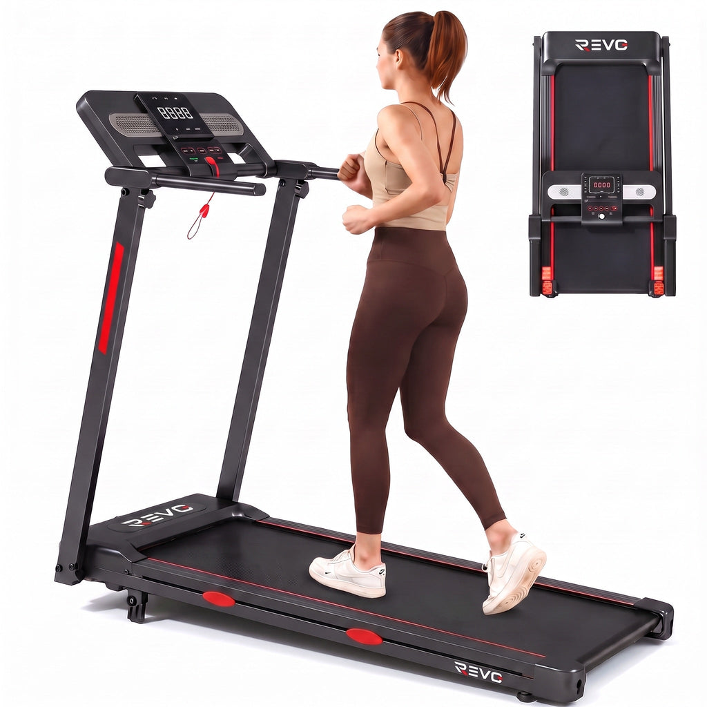 Tapis de course pliable REVO Vita – Moteur 3,0 CV – Vitesse 1 à 14 km/h – Charge 150 kg – Bluetooth