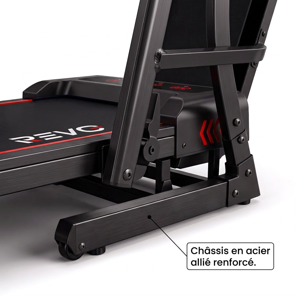 Tapis de course pliable REVO Trail – 12 km/h – 12 programmes HIIT – Écran LED et application connectée
