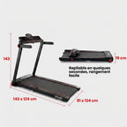 REVO Tempo 16 Folding Treadmill – 1 to 16 km/h – 16 Programs – 120 × 45 cm Surface – Ultra-Compact 19 cm Fold