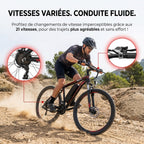VTT électrique REVO Ridge 65 – 250 W – Jusqu'à 65 km d'autonomie – Batterie amovible 13 Ah – 21 vitesses – Pneus 26"