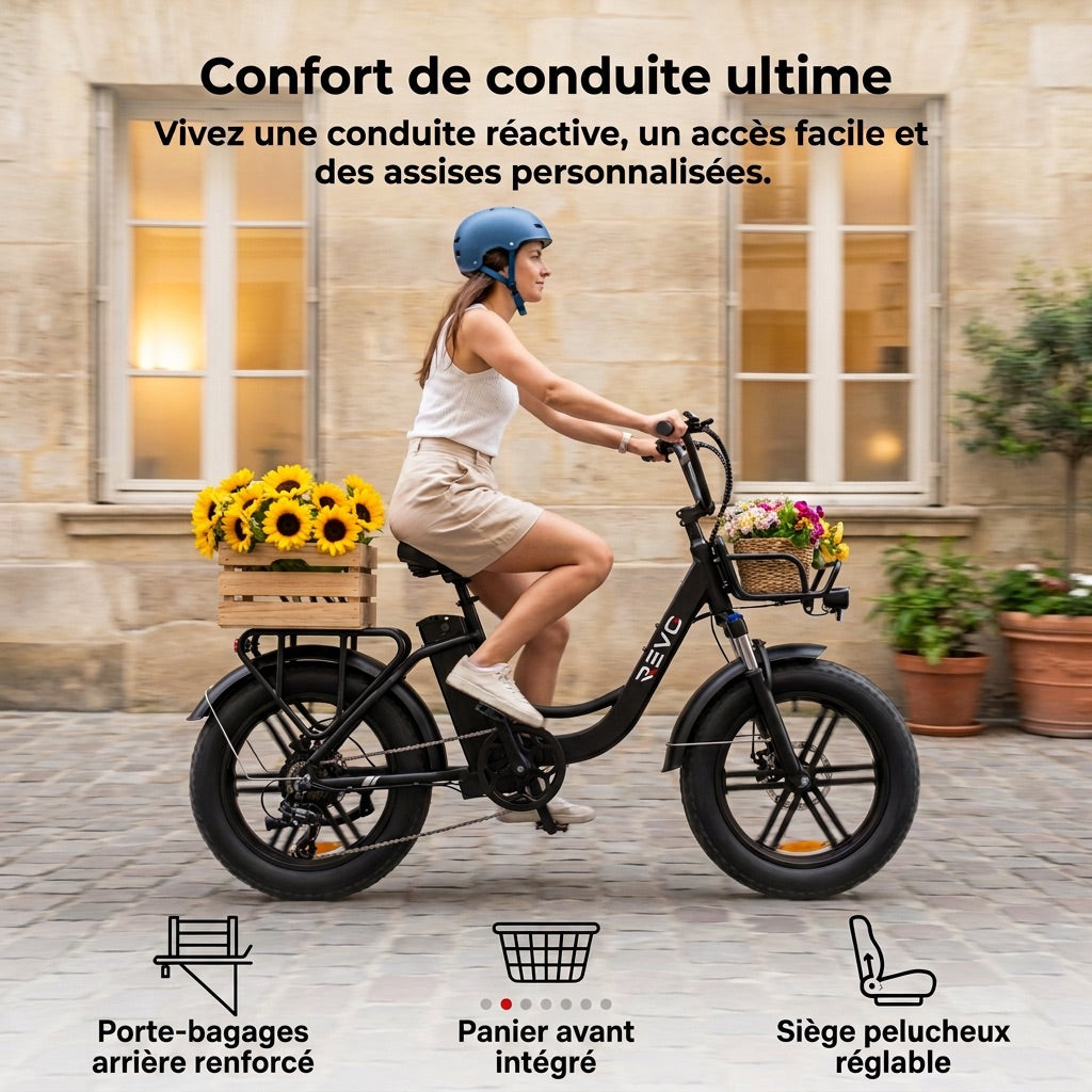 Electric Fat Bike REVO Terra Boost – 250 W – Range up to 126 km – 48 V 13 Ah Battery – 75 Nm Torque – 20 x 4 Tires
