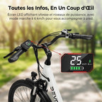 Vélo Électrique REVO CityFlow – 250 W – Autonomie 90 km – Batterie 561,6 Wh – Shimano 7 Vitesses – Roues 26 pouces