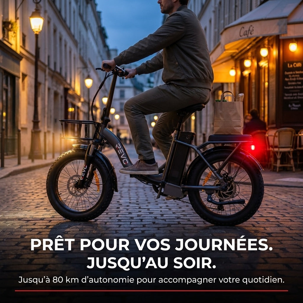REVO Cargo Electric Folding Bike – 250 W – Range up to 80 km – 468 Wh Battery – 20 × 3.0″ Fat Tyres