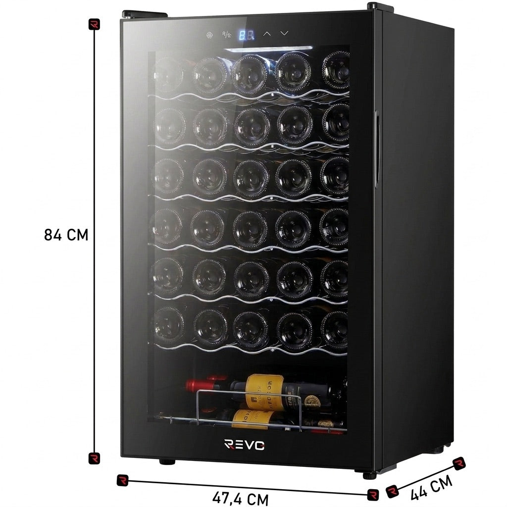 Cave à vin REVO Vendôme – 34 Bouteilles – 80 L – Température 5 à 18 °C – Refroidissement par Compresseur