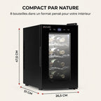 Cave à vin REVO Origine – 8 bouteilles – 21 L – Température réglable de 8 à 18 °C – Commande tactile – 35 dB