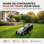 Cordless Lawn Mower REVO Garden 300 – 20 V – 33 cm – 5.0 Ah Battery – 5 Cutting Heights – 35 L Collection Box – Up to 300 m²