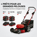REVO Force 700 Self-Propelled Cordless Lawn Mower – 36V – 47cm Cutting Width – 4 x 4.0 Ah Batteries – 75L Grass Collector – Up to 700 m²