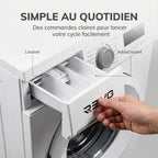 Lave-linge frontal REVO Élégance 8 – Machine à laver 8 kg – Classe A – 1400 tr/min – 15 programmes, vapeur et format slim