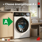 Lave-linge frontal REVO Pureva 8 – Machine à laver 8 kg – Classe A – 1200 tr/min – 11 programmes – Vapeur et moteur Inverter