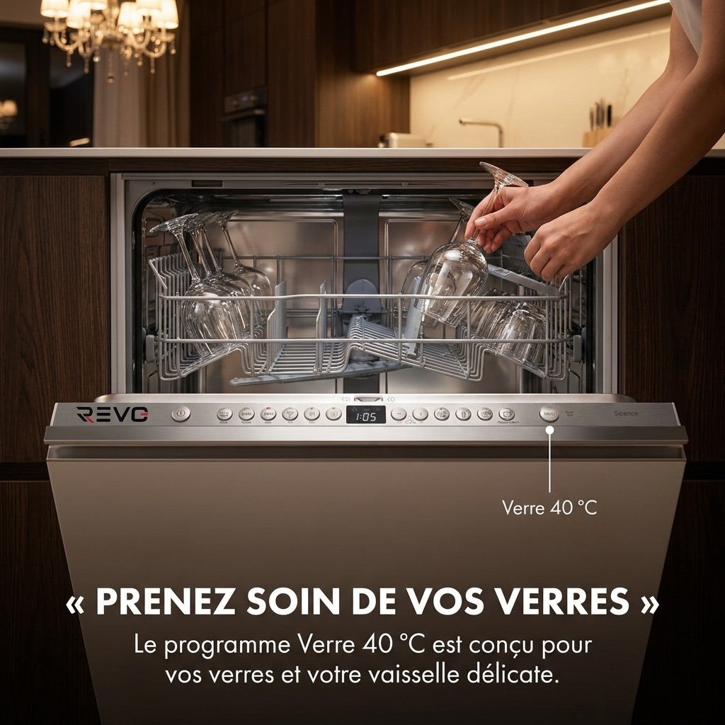 Fully Integrated REVO Integra 60 Dishwasher – 60 cm – 6 Programs – 3 Options – 48 dB – 3-Height Adjustable Basket
