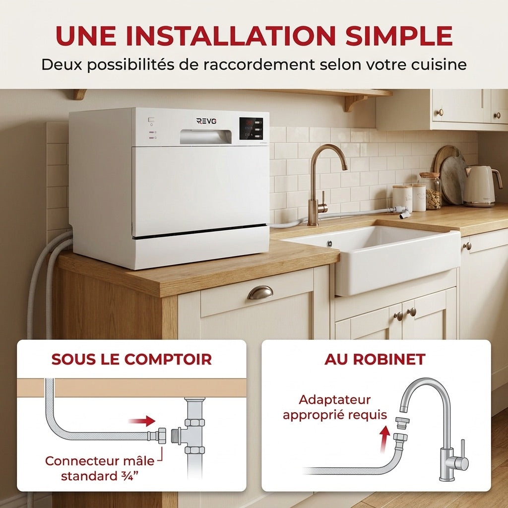 Compact Dishwasher REVO Compacta 6 – 6 Place Settings – 6 Programs – 47 dB – 30 min Quick Cycle – White