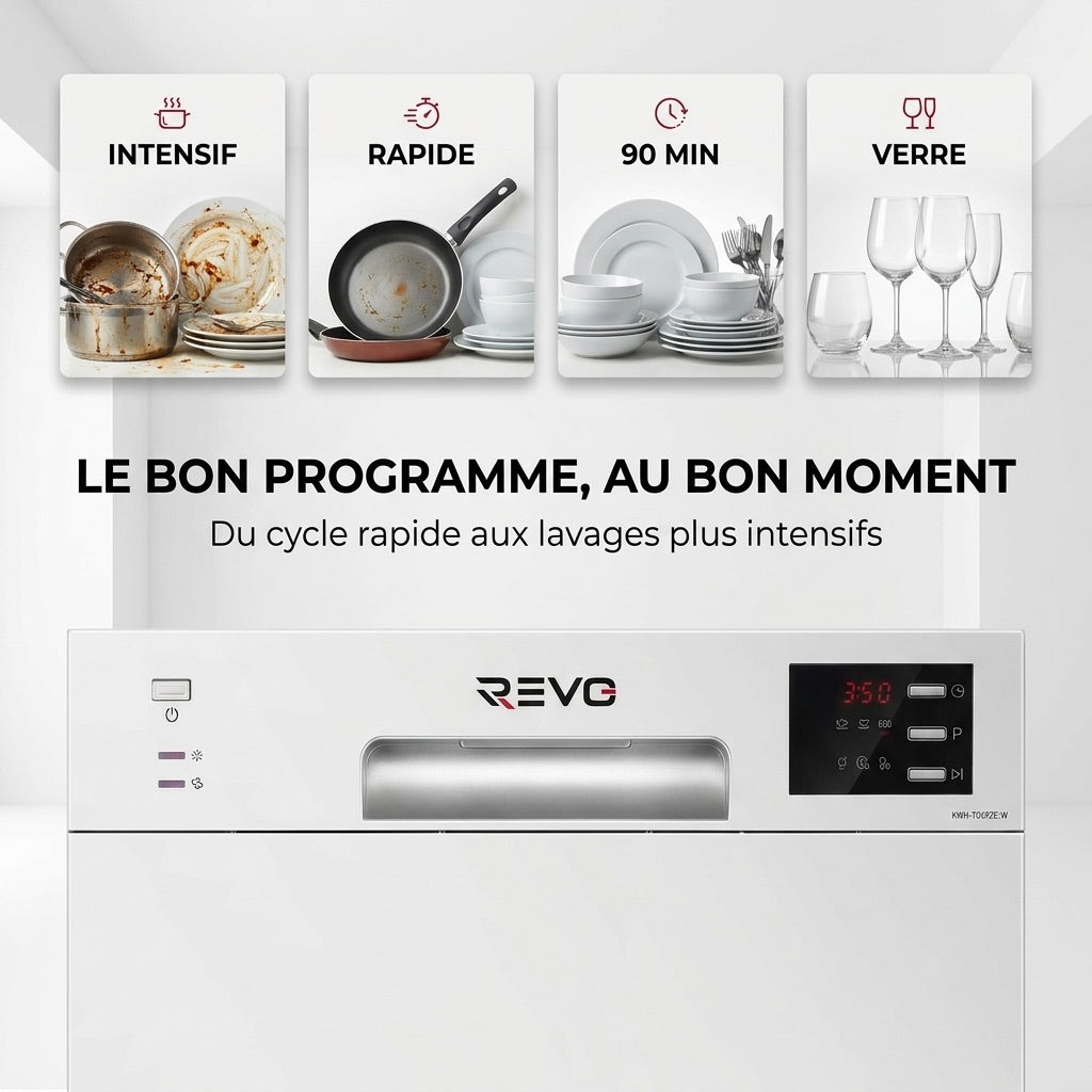 Compact Dishwasher REVO Compacta 6 – 6 Place Settings – 6 Programs – 47 dB – 30 min Quick Cycle – White