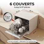 Compact Dishwasher REVO Compacta 6 – 6 Place Settings – 6 Programs – 47 dB – 30 min Quick Cycle – White