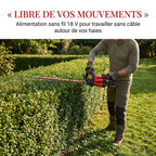 REVO Stratos 60 – Taille-haie sans fil – 18 V – Lame 60 cm – Moteur sans balais – 4 400 cps/min – Espacement 35 mm