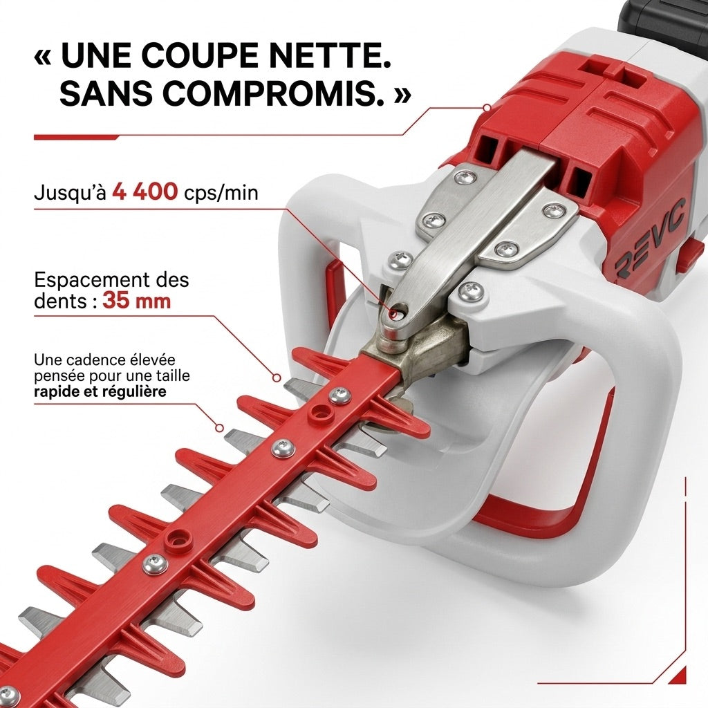 Cordes-Haie Sans Fil REVO Altis 75 – 18 V – Lame 75 cm – 3 Vitesses – 4 400 cps/min – Espacement 35 mm