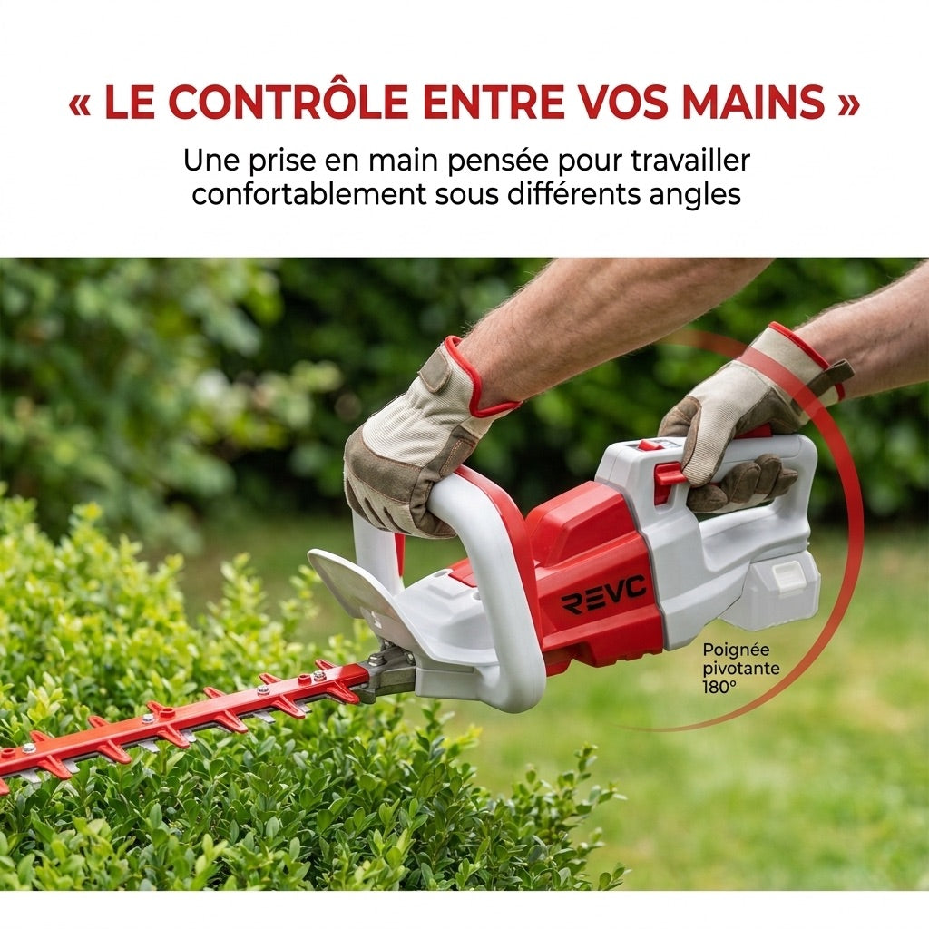 Cordes-Haie Sans Fil REVO Altis 75 – 18 V – Lame 75 cm – 3 Vitesses – 4 400 cps/min – Espacement 35 mm