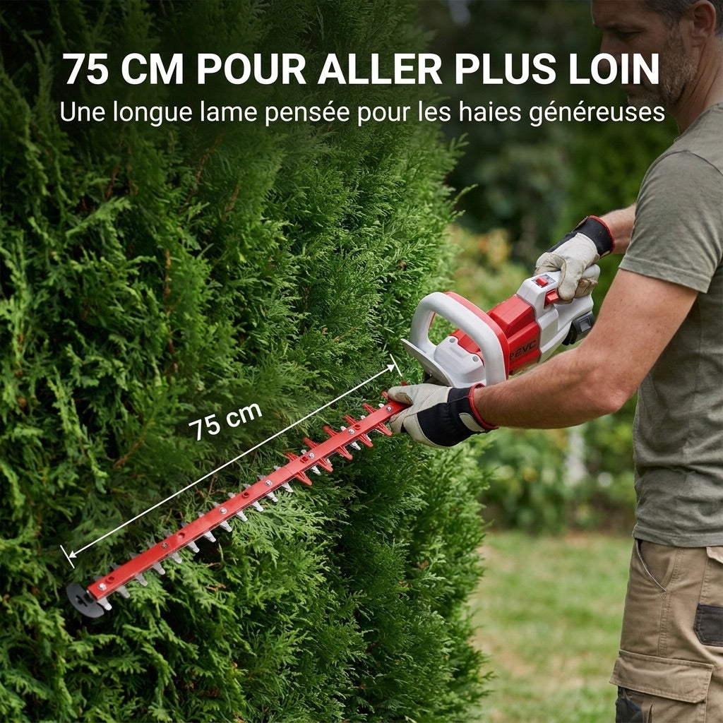 Cordes-Haie Sans Fil REVO Altis 75 – 18 V – Lame 75 cm – 3 Vitesses – 4 400 cps/min – Espacement 35 mm