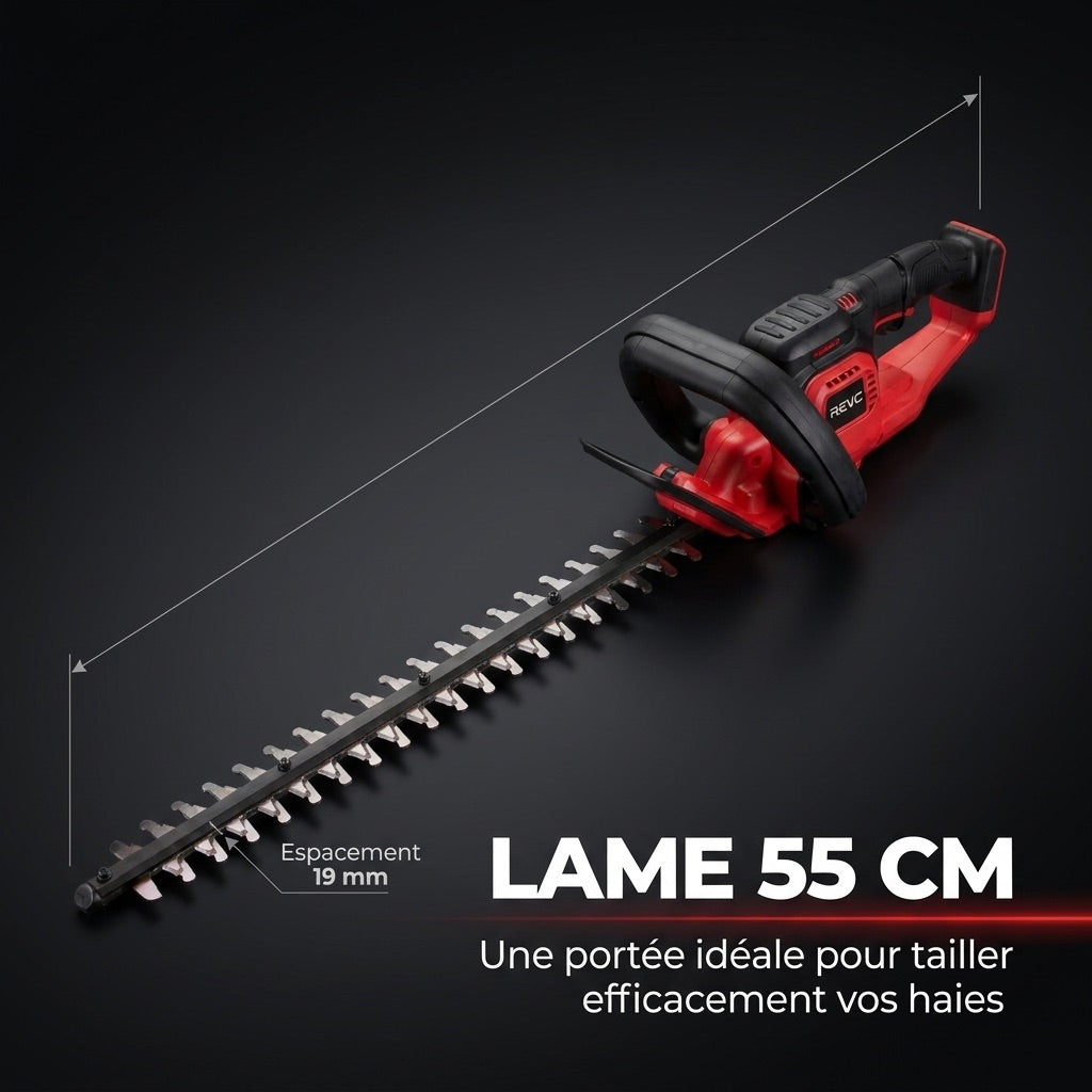 Cordless Hedge Trimmer REVO Silex 55 – 18 V – 55 cm Blade – Cuts up to 19 mm – Up to 75 min Runtime