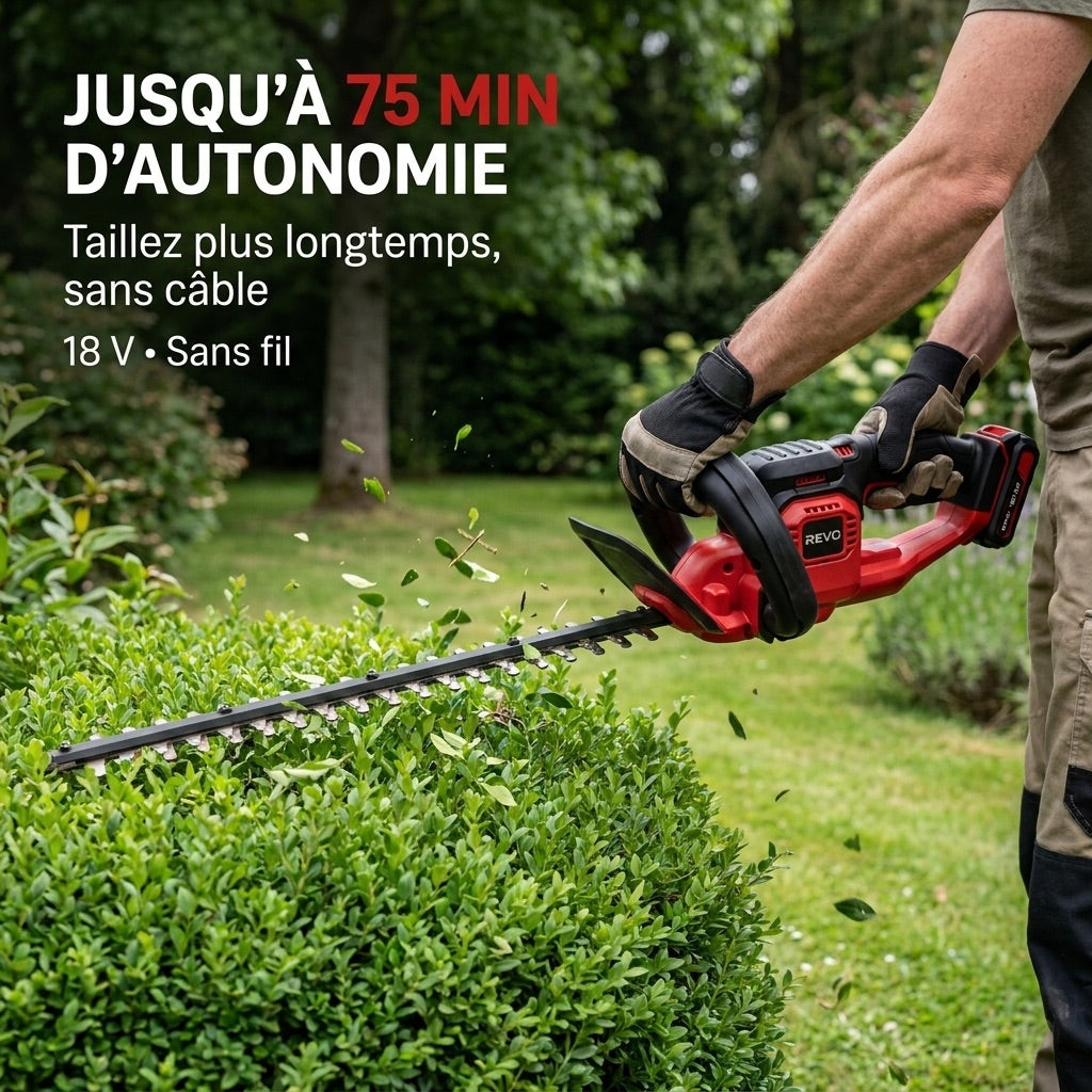 Cordless Hedge Trimmer REVO Silex 55 – 18 V – 55 cm Blade – Cuts up to 19 mm – Up to 75 min Runtime