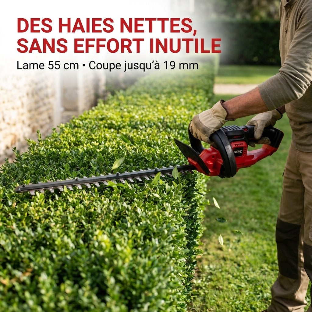 Cordless Hedge Trimmer REVO Silex 55 – 18 V – 55 cm Blade – Cuts up to 19 mm – Up to 75 min Runtime