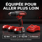 REVO Torq 62 Cordless Hammer Drill – 18V – 62Nm – 3 x 4.0Ah Batteries – 2 Speed