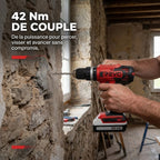 Perceuse-visseuse à percussion sans fil REVO Forge 42 – 18 V – 42 Nm – 2 batteries 2 Ah – 74 accessoires – mandrin 13 mm