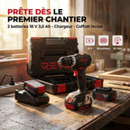 Perceuse-Visseuse à Percussion Sans Fil REVO Core 45 – 18 V – 45 Nm – Moteur sans balais – 2 Batteries 3,0 Ah – Mandrin 13 mm – Coffret Inclus