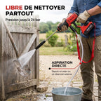 Cordless High-Pressure Washer REVO Jetra 24 – 24 Bar Pressure – Self-Priming – IPX5 – Accessories Included