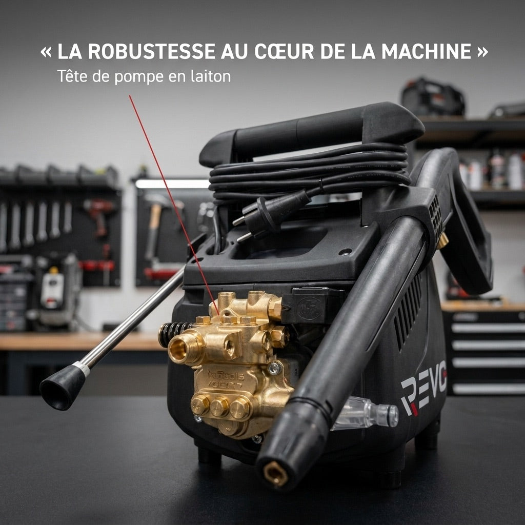 Nettoyeur Haute Pression REVO Atlas 130 – 2 200 W – 130 bars – 450 L/h – Pompe en laiton – Flexible 8 m