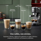 REVO Velora Espresso Machine - 15 Bar - 1350 W - Steam Nozzle - Ground Coffee & ESE Pods - 1 L Tank