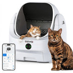 Litière autonettoyante pour chats REVO Alvya 9 – Conception ouverte – Bac hermétique 9 L – Application Wi-Fi et nettoyage en profondeur
