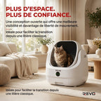 Litière autonettoyante pour chats REVO Alvya 9 – Conception ouverte – Bac hermétique 9 L – Application Wi-Fi et nettoyage en profondeur