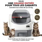 Litière autonettoyante pour chats REVO Selya 12 – Bac 12 L – Application – 6 capteurs de sécurité – Conception XXL ouverte