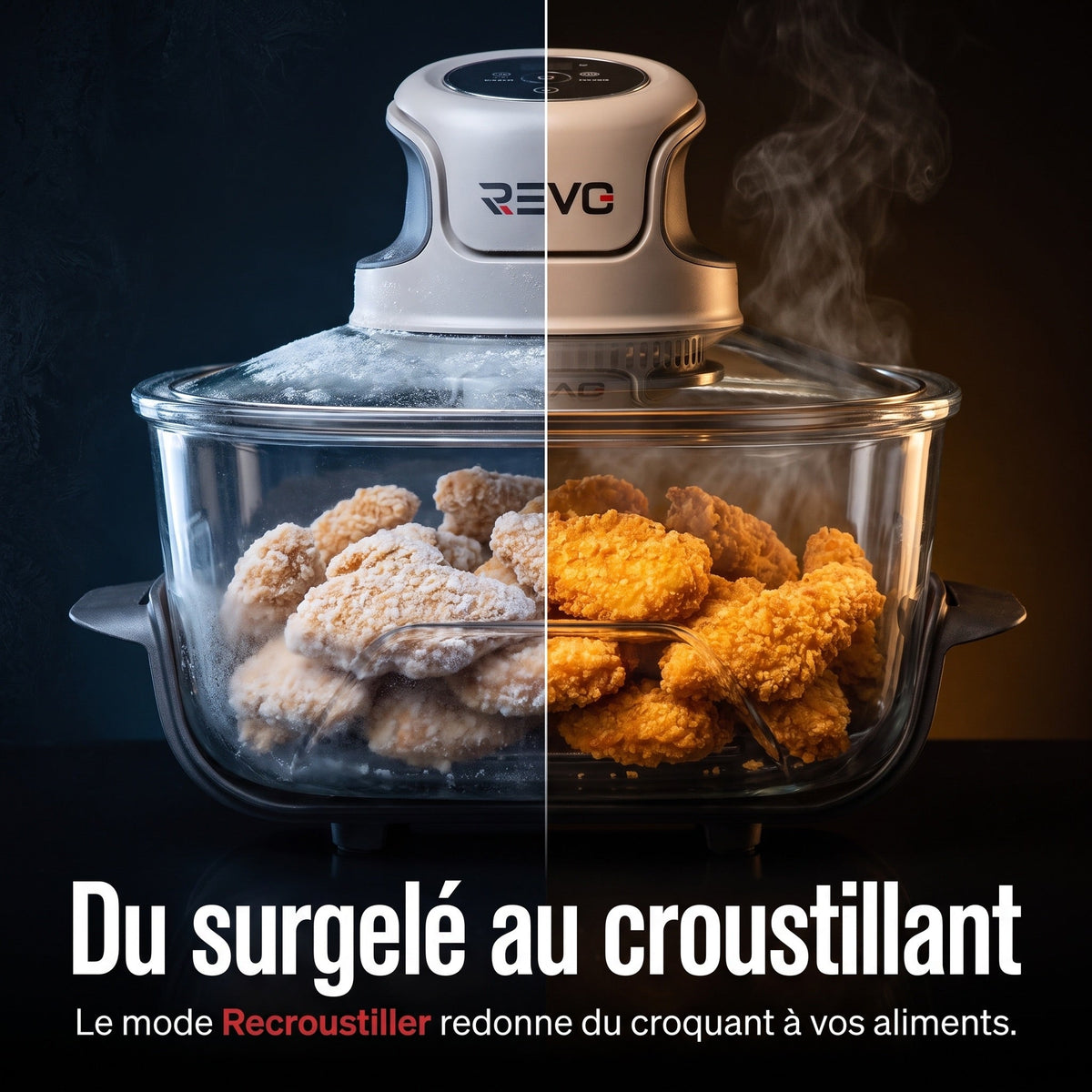Air Fryer REVO Nomad 38 – Friteuse sans huile portable 4-en-1 – 1 700 W – Récipients en verre 3,8 L & 1,4 L