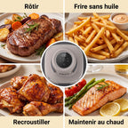 Air Fryer REVO Nomad 38 – Friteuse sans huile portable 4-en-1 – 1 700 W – Récipients en verre 3,8 L & 1,4 L