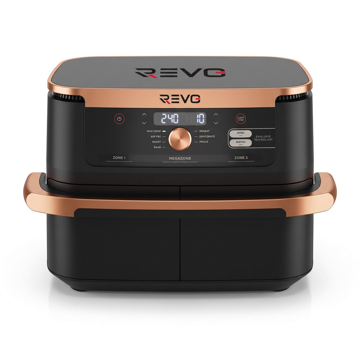 Friteuse à air chaud REVO Majora 10 – 10,4 L – 2 zones de cuisson – 7 fonctions – 2 470 W – 240 °C